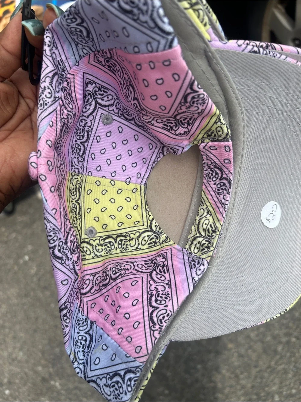 Kids Bandana Print Baseball Cap — Pastel Pink, Blue & Yellow